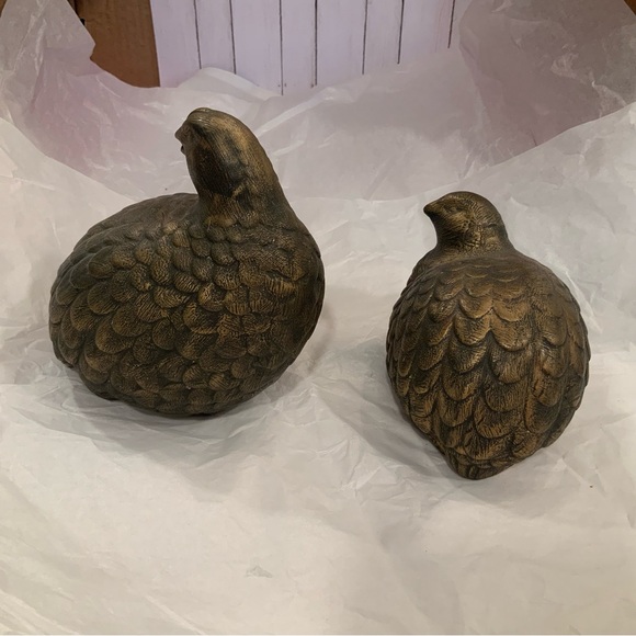 Bronze Ceramic Bird Figurine Set of Two - Picture 5 of 9